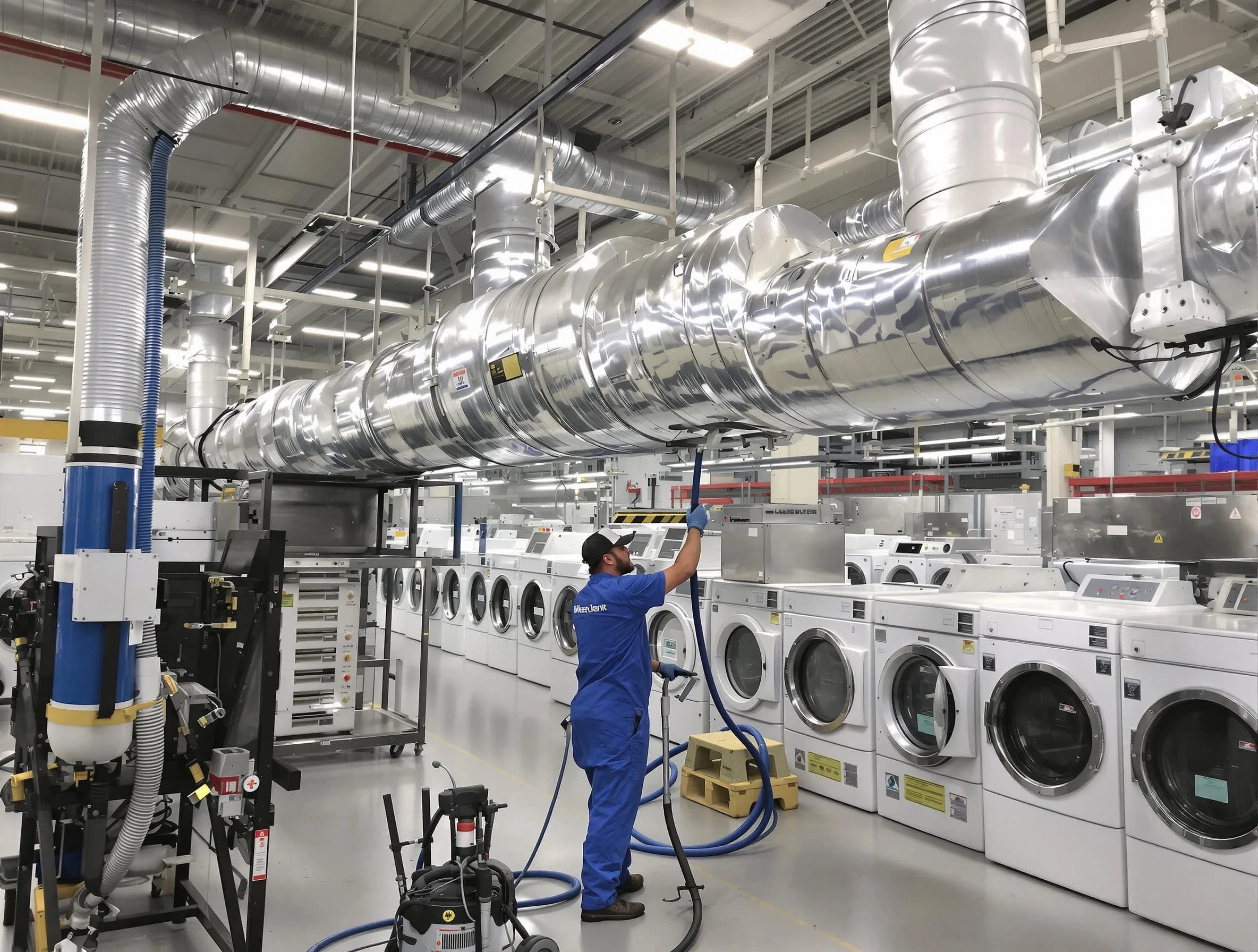 Baldwin Dryer Vent Cleaning team performing heavy-duty industrial dryer vent cleaning in Baldwin