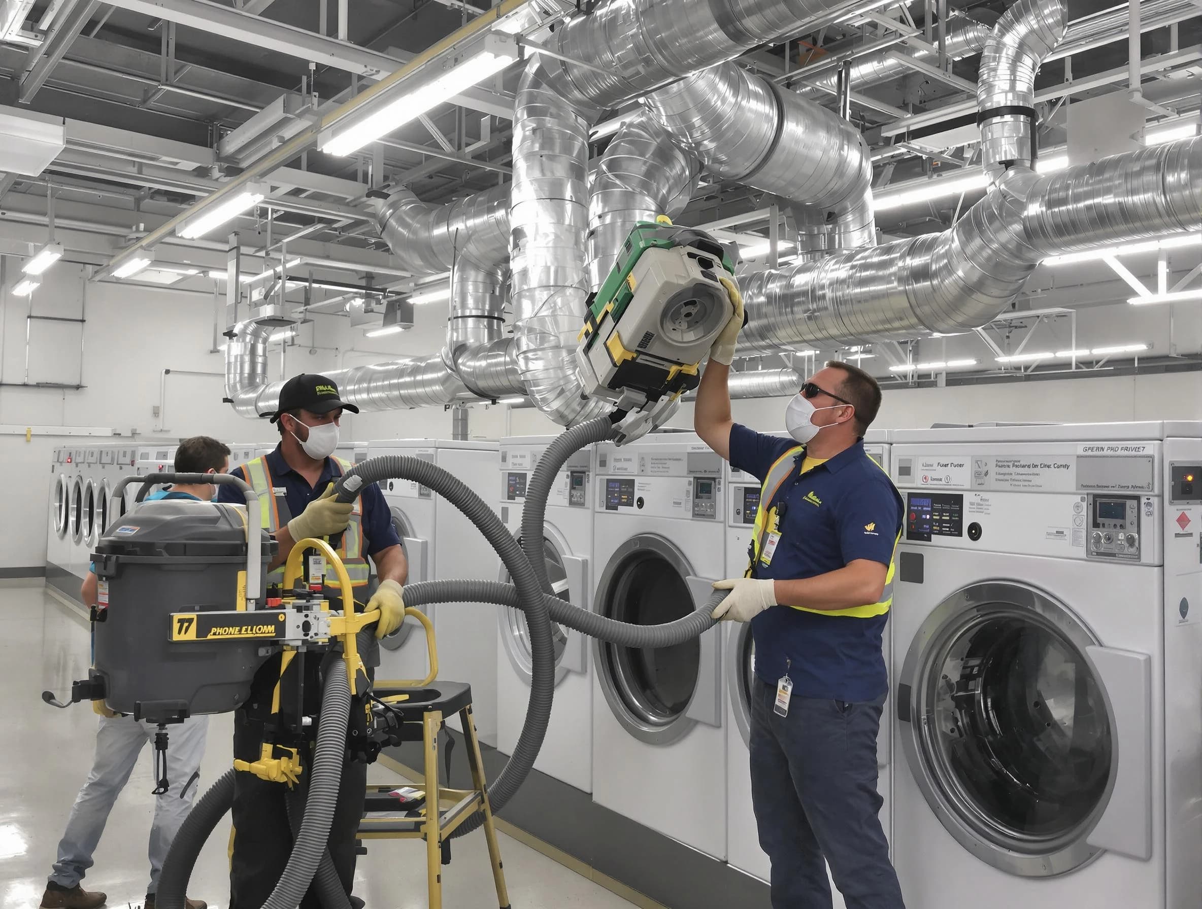 Baldwin Dryer Vent Cleaning team cleaning large-scale industrial dryer vent systems at a facility in Baldwin