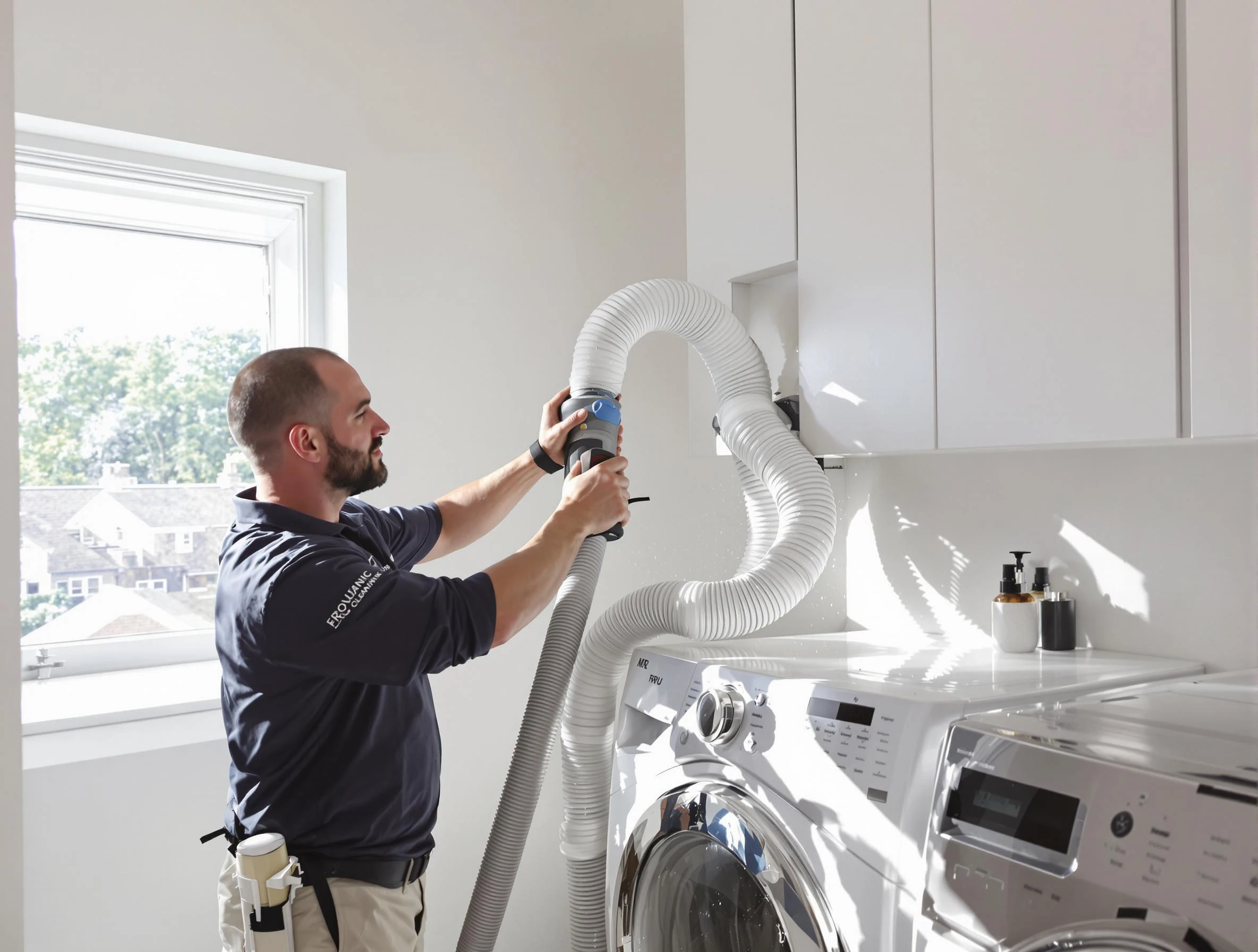 Certified Baldwin Dryer Vent Cleaning technician performing dryer vent cleaning in Baldwin